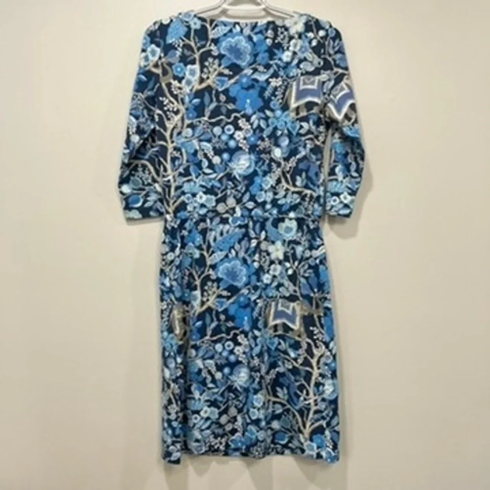J Mclaughlin Marianne Dress Small NWT $248 Knee Length‎ Catalina Blue Floral - Picture 3 of 7